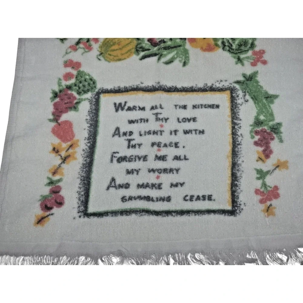 Vintage 1970s Cornucopia Dish Hand Towel Kitchen Small 24